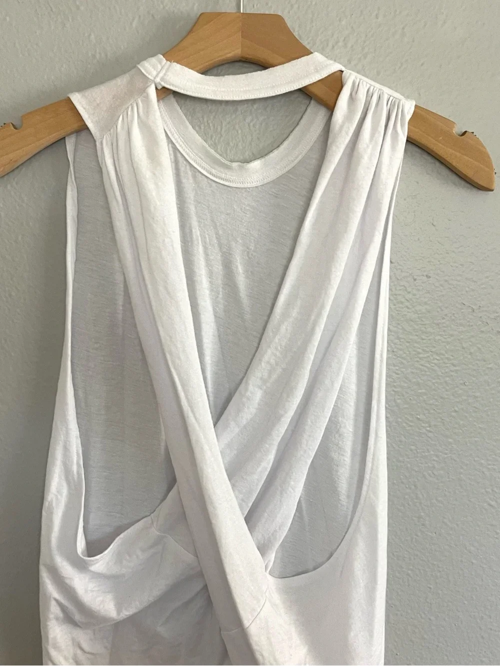 Free People White Scoop Neck Muscle Tank open cross cross back